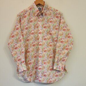 J Press X Frances Valentine Men M Pink Floral Button Down Shirt Long Slv Classic